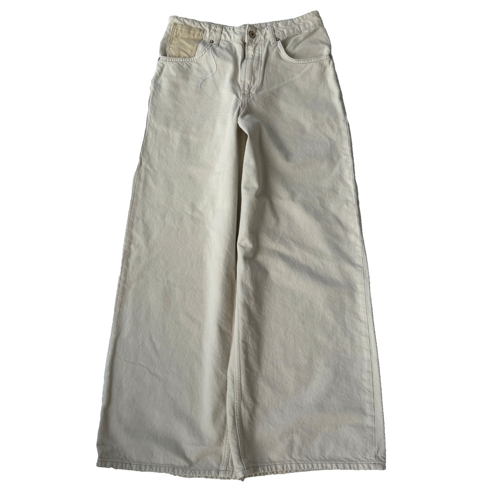 Free People We The Free Wide Leg Jeans Women's Size 27 Beige Waterfalls Baggy